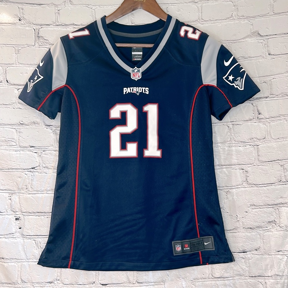 NFL New England Patriots Short Sleeve No. 21 Stone Jersey Excellent Condition